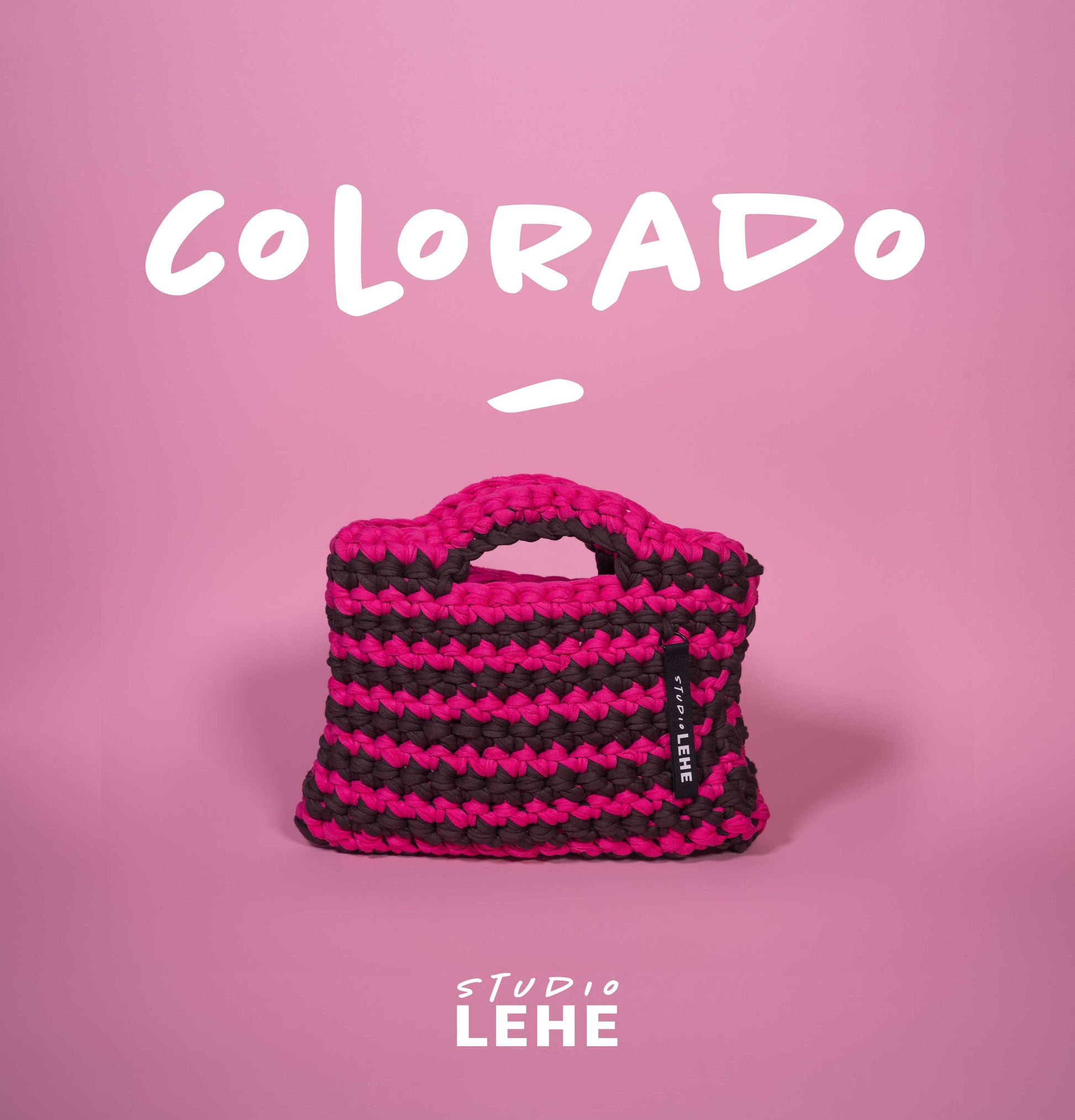 Streifentasche in Pink und Dunkelblau aus recyceltem T-Shirt-Garn – Modell Colorado