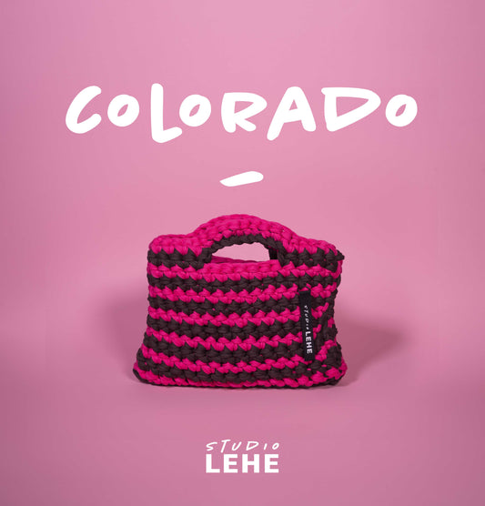 Streifentasche in Pink und Dunkelblau aus recyceltem T-Shirt-Garn – Modell Colorado